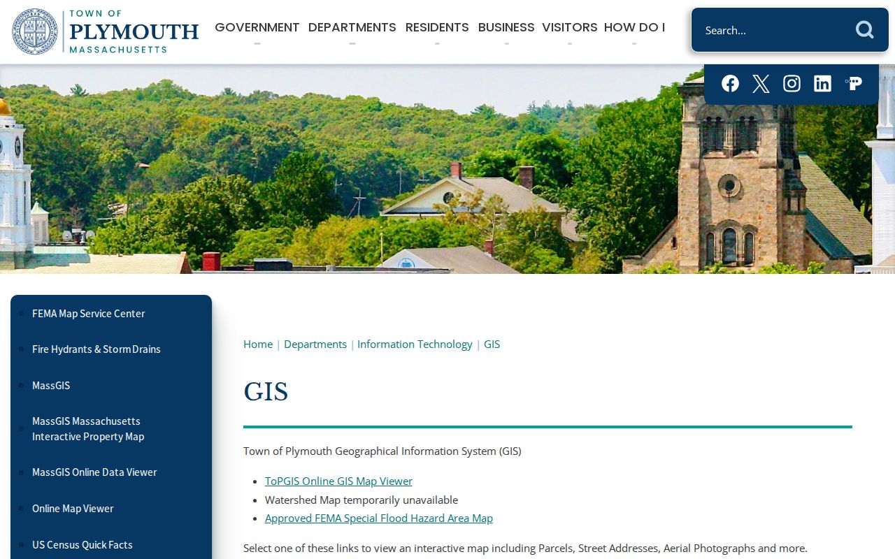 Town of Plymouth GIS links for parcel and property map research